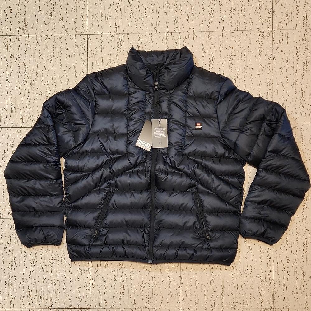 Diesel Full Zip Navy Blue W Dwaine Outnoh Midnight Blue Puffer Winter Jacket